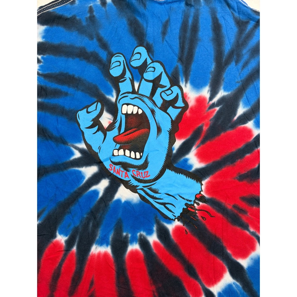 Santa Cruz Screaming Hand Tie Dye T-Shirt Red Blue Black Skate Tee Mens Small - Picture 8 of 8